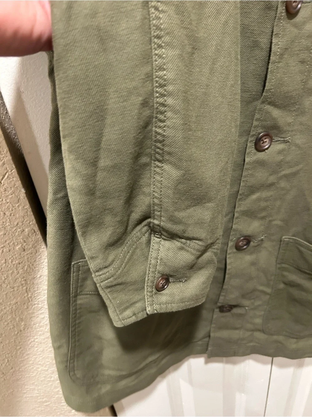 J. Crew Men’s Chore Twill Army Green Jacket , size Medium